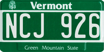 VT license plate NCJ926
