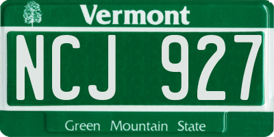 VT license plate NCJ927