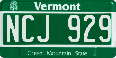 VT license plate NCJ929