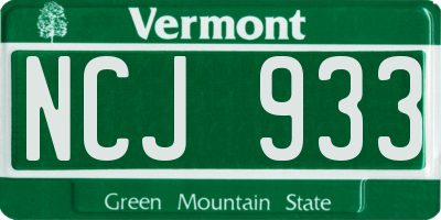VT license plate NCJ933