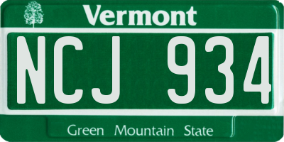 VT license plate NCJ934