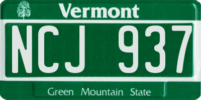 VT license plate NCJ937