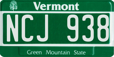 VT license plate NCJ938