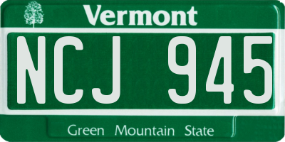 VT license plate NCJ945