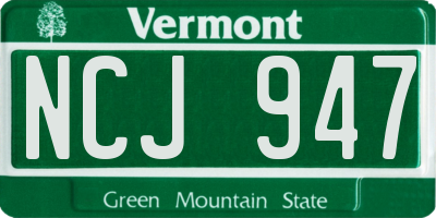 VT license plate NCJ947