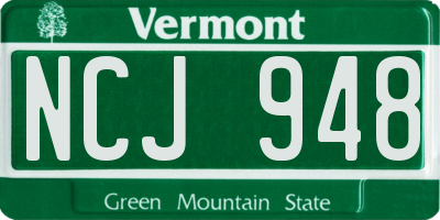 VT license plate NCJ948