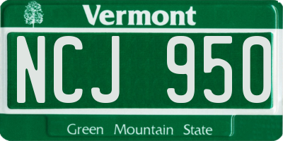 VT license plate NCJ950