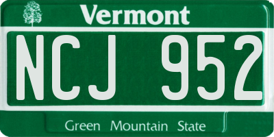 VT license plate NCJ952