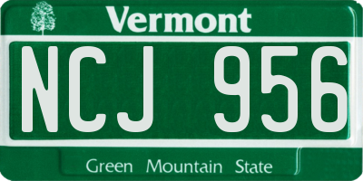 VT license plate NCJ956