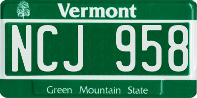VT license plate NCJ958