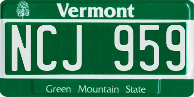 VT license plate NCJ959