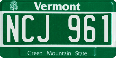 VT license plate NCJ961