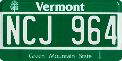 VT license plate NCJ964