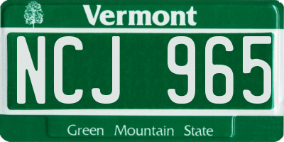 VT license plate NCJ965