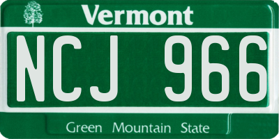 VT license plate NCJ966