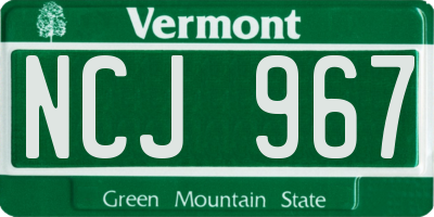 VT license plate NCJ967