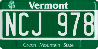 VT license plate NCJ978