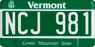 VT license plate NCJ981