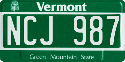 VT license plate NCJ987