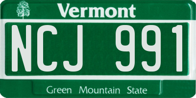 VT license plate NCJ991