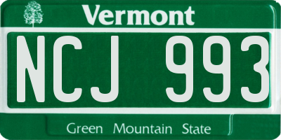 VT license plate NCJ993