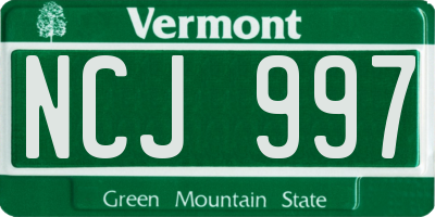 VT license plate NCJ997