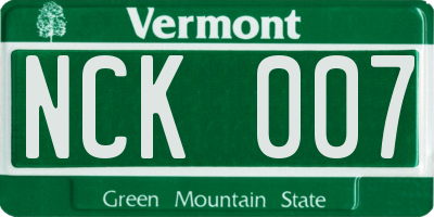 VT license plate NCK007