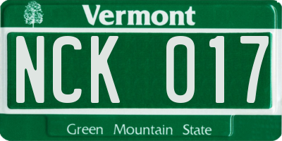 VT license plate NCK017