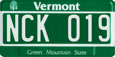 VT license plate NCK019