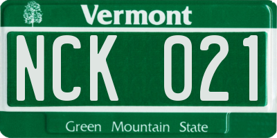 VT license plate NCK021