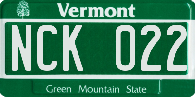 VT license plate NCK022