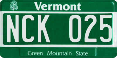VT license plate NCK025