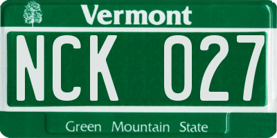 VT license plate NCK027