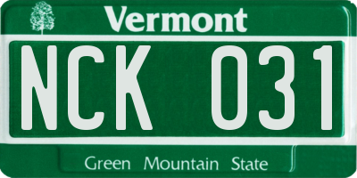 VT license plate NCK031