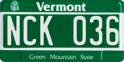 VT license plate NCK036