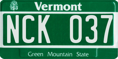 VT license plate NCK037