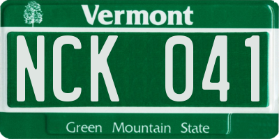 VT license plate NCK041