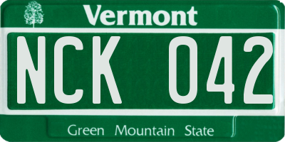 VT license plate NCK042