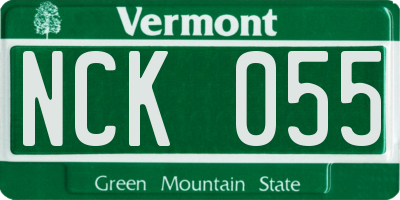 VT license plate NCK055