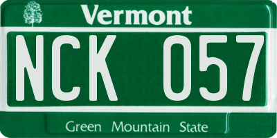 VT license plate NCK057