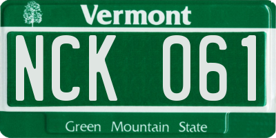 VT license plate NCK061