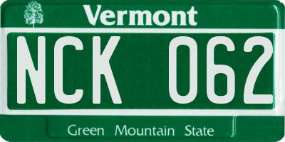 VT license plate NCK062