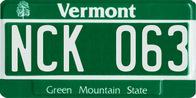 VT license plate NCK063