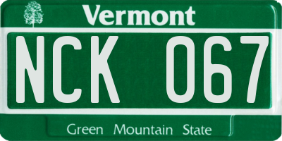 VT license plate NCK067