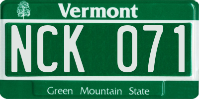 VT license plate NCK071
