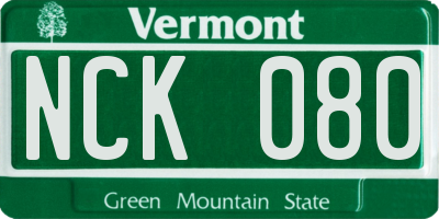 VT license plate NCK080