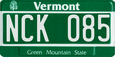 VT license plate NCK085