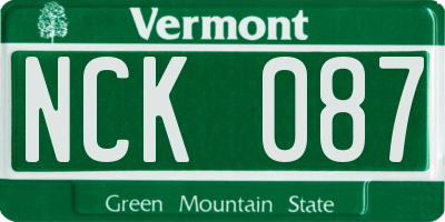 VT license plate NCK087