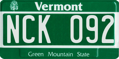 VT license plate NCK092