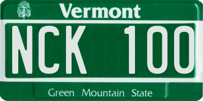 VT license plate NCK100